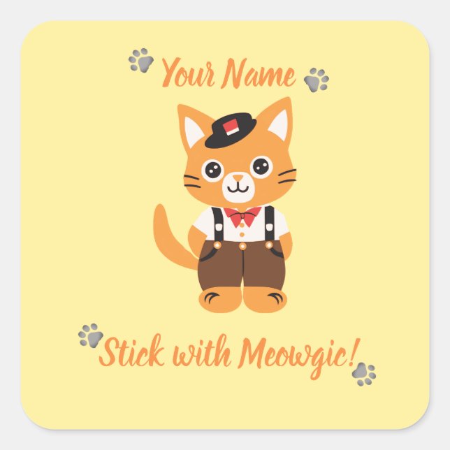 Calcomanía de gato lindo personalizada - Quédate c (Anverso)