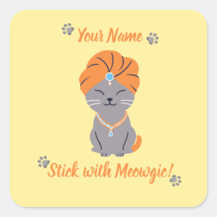 Calcomanía de gato lindo personalizada - Quédate c