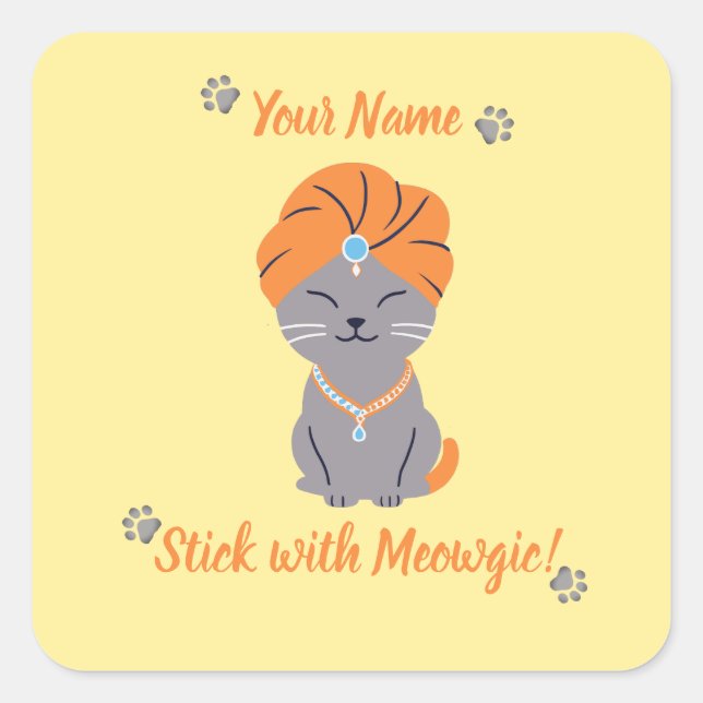 Calcomanía de gato lindo personalizada - Quédate c (Anverso)