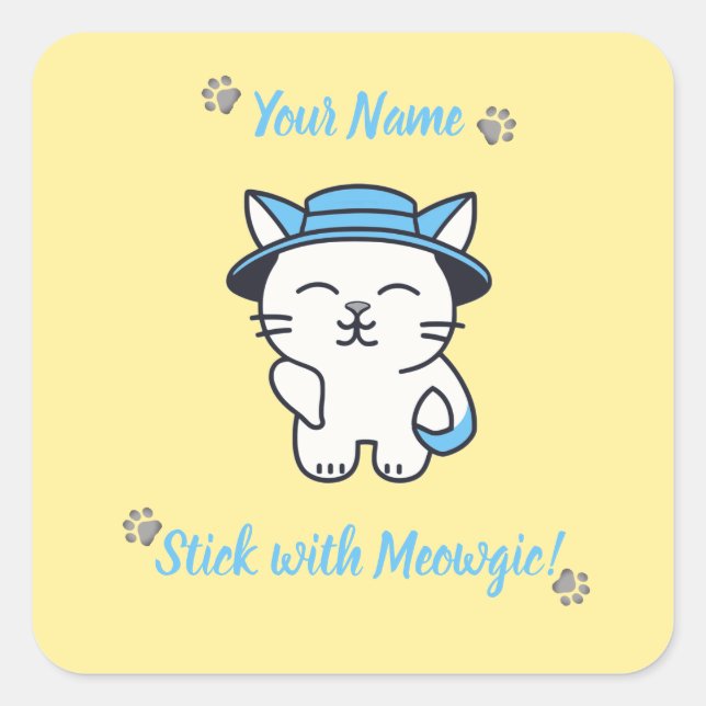 Calcomanía de gato lindo personalizada - Quédate c (Anverso)