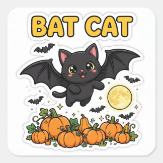 Calcomanía de gato murciélago — Gato negro alas de