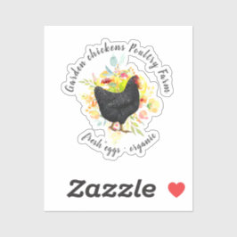 calcomanía de granja de gallina negra floral amari
