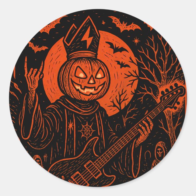 Calcomanía de guitarra de calabaza de Rock ’N Roll (Anverso)
