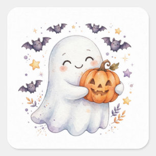 Calcomanía de Halloween de fantasma abrazando cala
