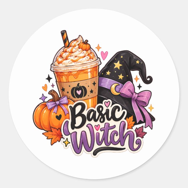 Calcomanía de Halloween de Pumpkin Spice de Bruja  (Anverso)