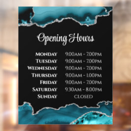 Calcomanía de horario de apertura de ágata teal