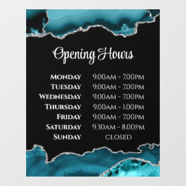 Calcomanía de horario de apertura de ágata teal