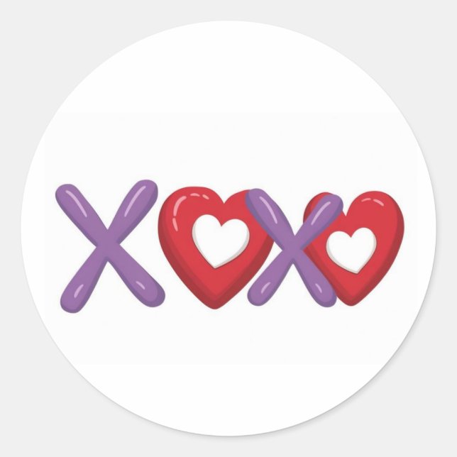 Calcomanía de impresión XOXO, Día de San Valentín (Anverso)