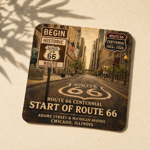 Calcomanía de inicio de la ruta 66 en Chicago