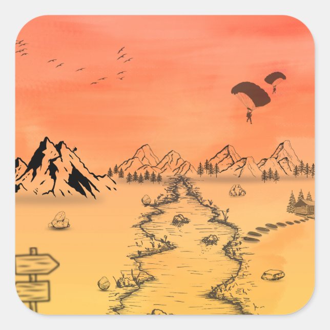 Calcomanía de la aventura del atardecer (Anverso)
