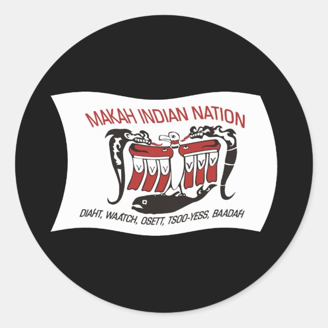 Calcomanía de la bandera de la tribu Makah (Anverso)