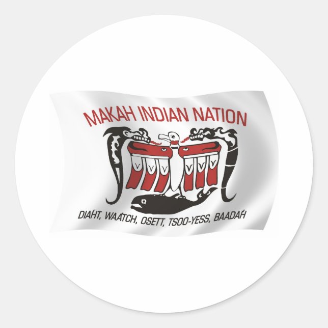 Calcomanía de la bandera de la tribu Makah (Anverso)