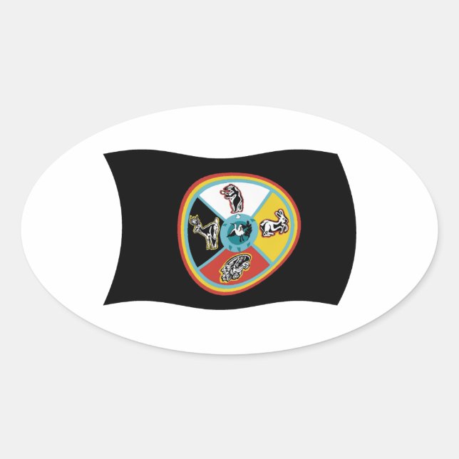 Calcomanía de la bandera de la tribu Sault Ste. Ma (Anverso)