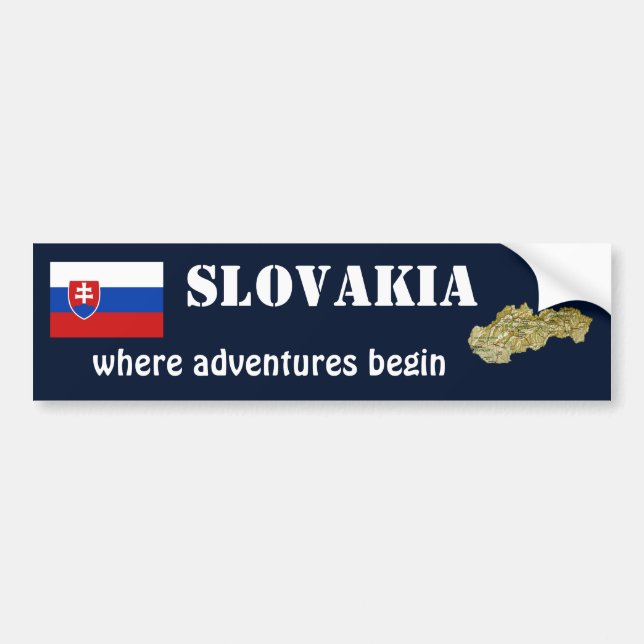 Calcomanía de la bandera y el mapa de Eslovaquia (Frente)