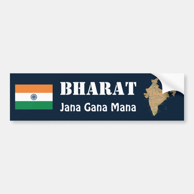 Calcomanía de la bandera y el mapa de la India (Frente)