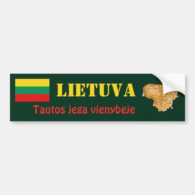 Calcomanía de la bandera y el mapa de Lituania (Frente)
