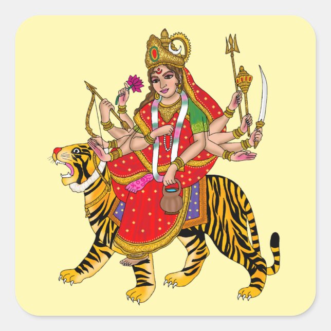 Calcomanía de la Diosa Chandraghanta (Anverso)