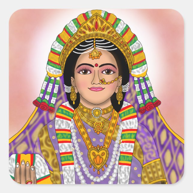 Calcomanía de la diosa Radha (Anverso)