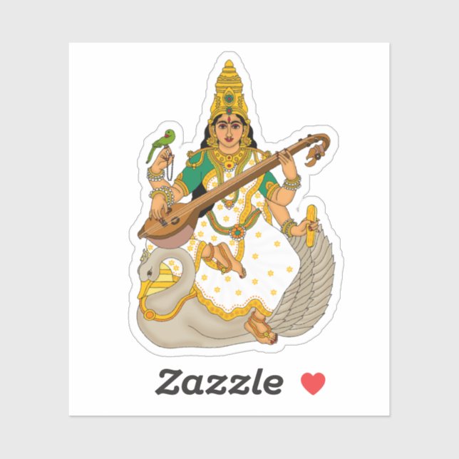 Calcomanía de la Diosa Saraswati (Hoja)