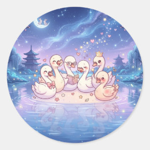 Calcomanía de la familia del cisne soñador