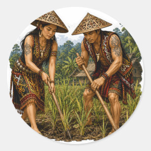 CALCOMANÍA DE LA VIDA TRIBAL DE LOS AGRICULTORES D