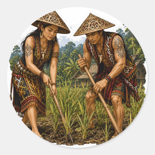 CALCOMANÍA DE LA VIDA TRIBAL DE LOS AGRICULTORES D (Anverso)