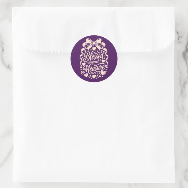 Calcomanía de lazo elegante marfil Bendecida sin m (Bolso)