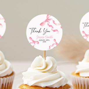 Calcomanía de lazo rosa de agradecimiento