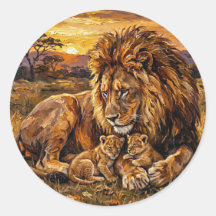 Calcomanía de león de familia de Savannah | Arte d