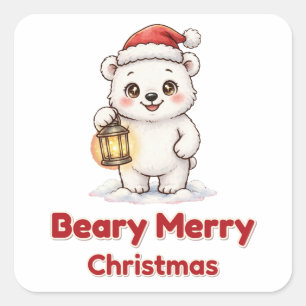 Calcomanía de linterna de oso polar Beary Merry Ch