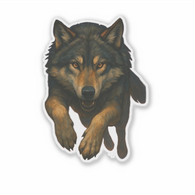 Calcomanía de lobo recortada (Anverso)