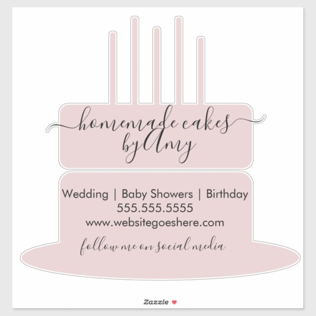 Calcomanía de logotipo de panadería de pastel rosa (Hoja)