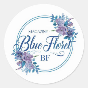 Calcomanía de logotipo floral azul personalizado –
