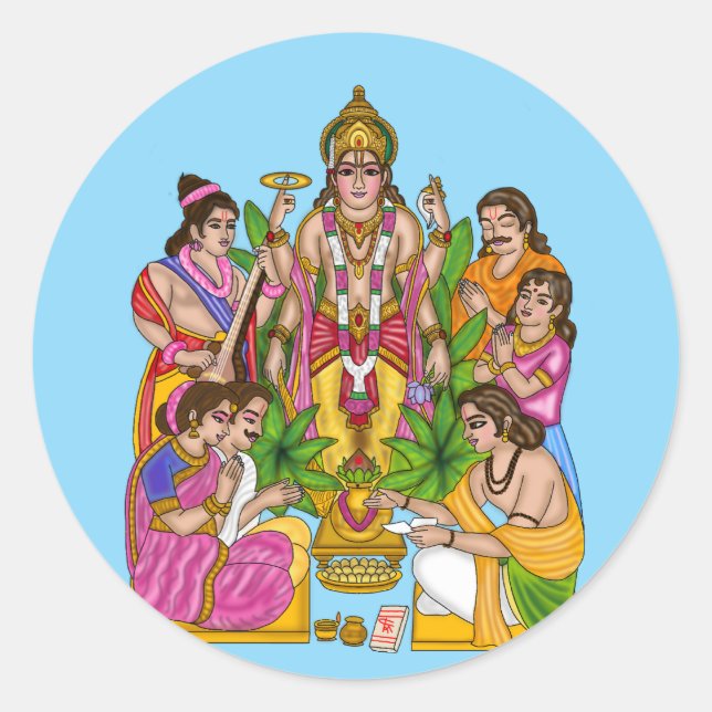 Calcomanía de Lord Vishnu Satyanarayan (Anverso)