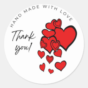 Calcomanía de mano hecha con amor corazón estalli