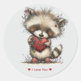 Calcomanía de Mapache de Amor con Acuarela Caprich