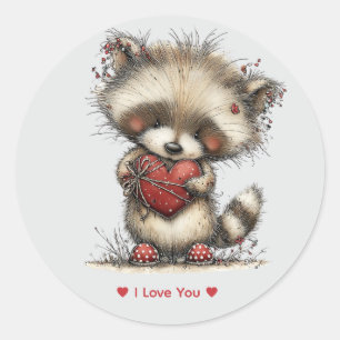Calcomanía de Mapache de Amor con Acuarela Caprich