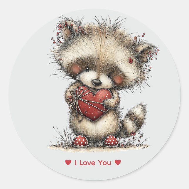 Calcomanía de Mapache de Amor con Acuarela Caprich (Anverso)