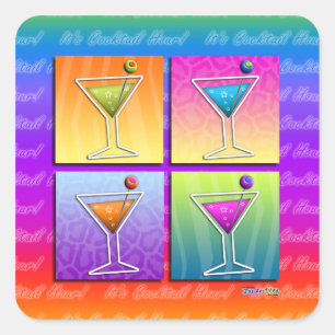 Calcomanía de MARTINIS de arte pop (sq)