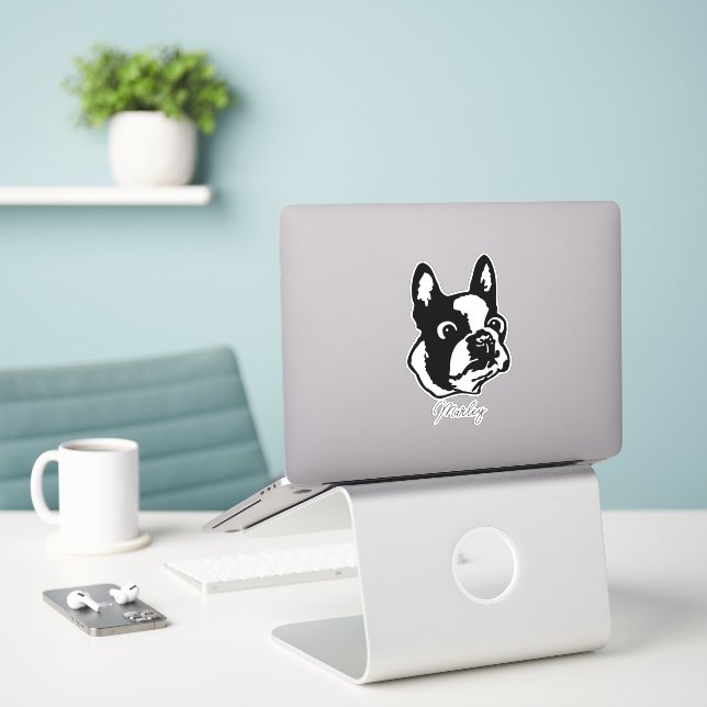 Calcomanía de mascota personalizada, Calcomanía de (Ordenado portátil  en el escritorio)