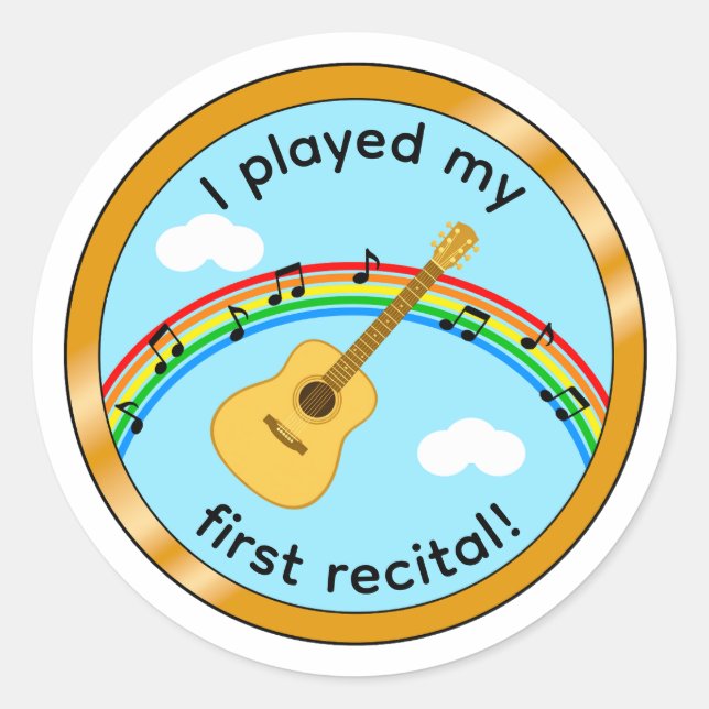 Calcomanía de Medalla para Niños de Guitarra Acúst (Anverso)