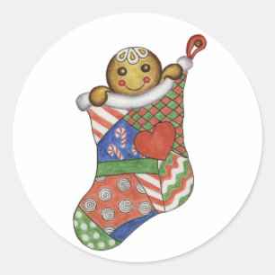 Calcomanía de media de pan de jengibre de Navidad