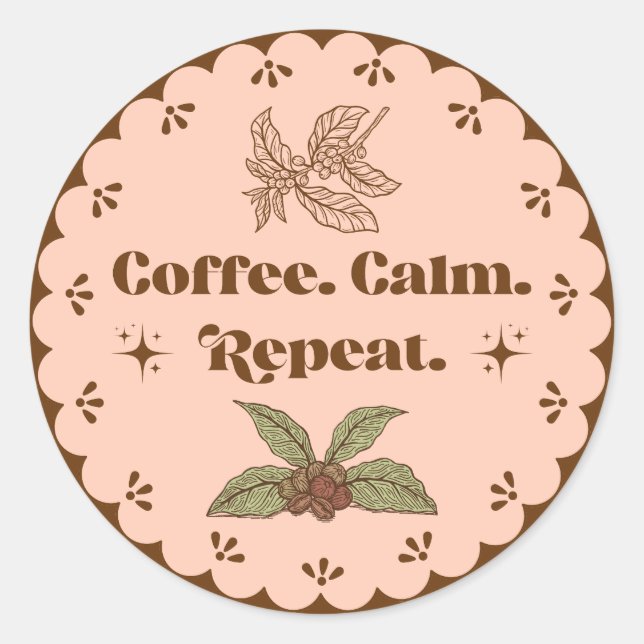 Calcomanía de melocotón boho con la frase Repetir  (Anverso)