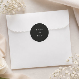 Calcomanía de monograma de boda minimalista en bla