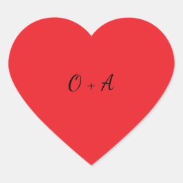 Calcomanía de monograma de corazón rojo OA