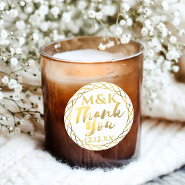 Calcomanía de monograma dorado de agradecimiento p