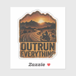 Calcomanía de motociclista "Outrun Everything"