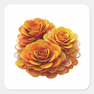 Calcomanía de naranja pelable ROSAS Y MONEDAS DE N