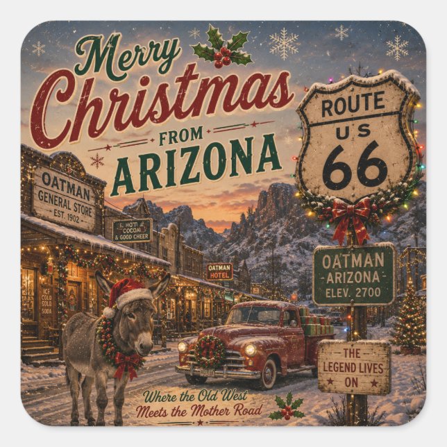 Calcomanía de Navidad de la Ruta 66 de Arizona (Anverso)
