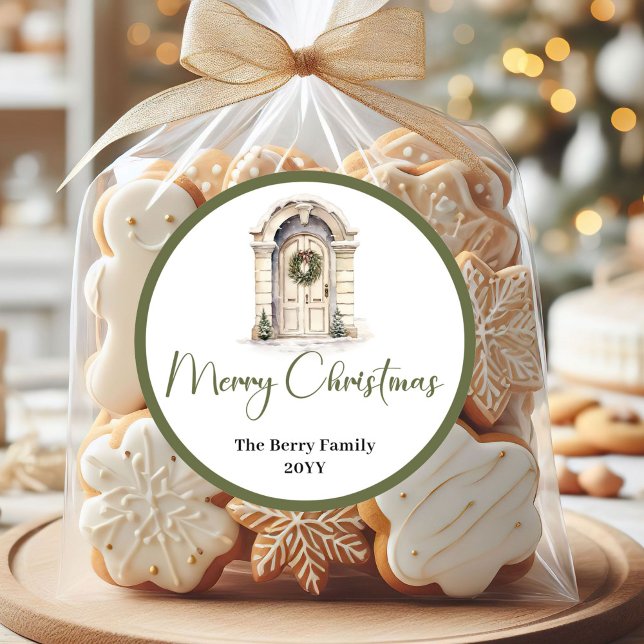 Calcomanía de Navidad Minimalista con Nombre de Fa (Classic Neutral Christmas Personalized Family Stickers)